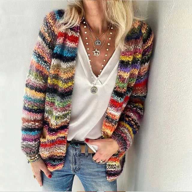 Halldis | Farverig strikket cardigan
