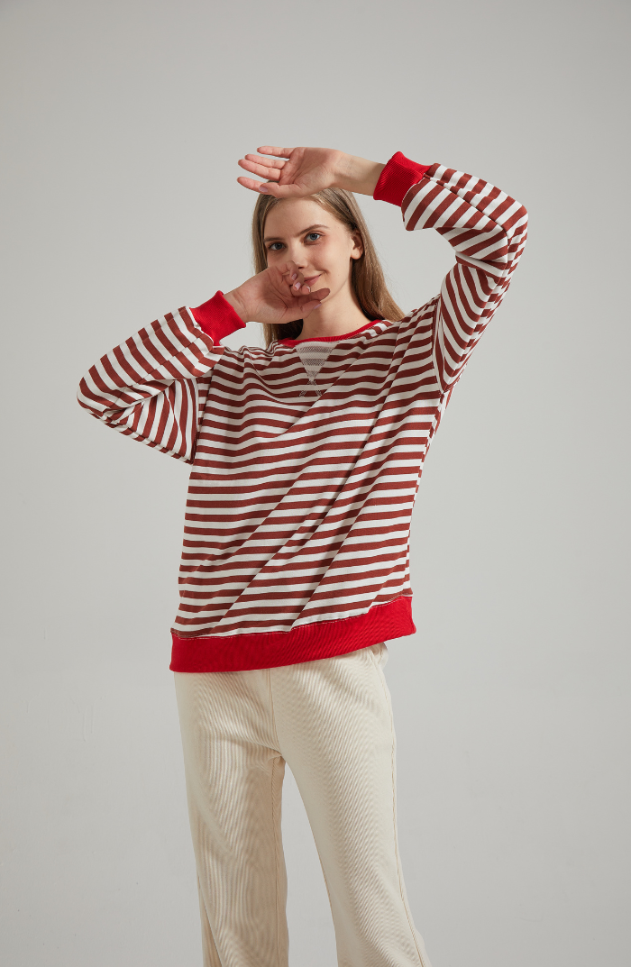 LENA™ Oversized stribet sweater - Elle Copenhagen