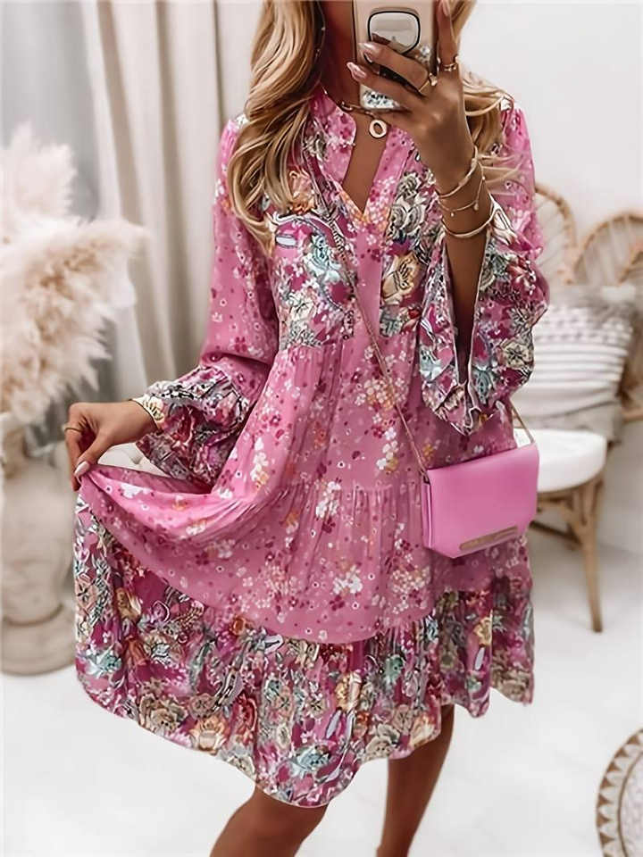 Gabriella | Stilfuld Boho Kjole med Blomsterprint