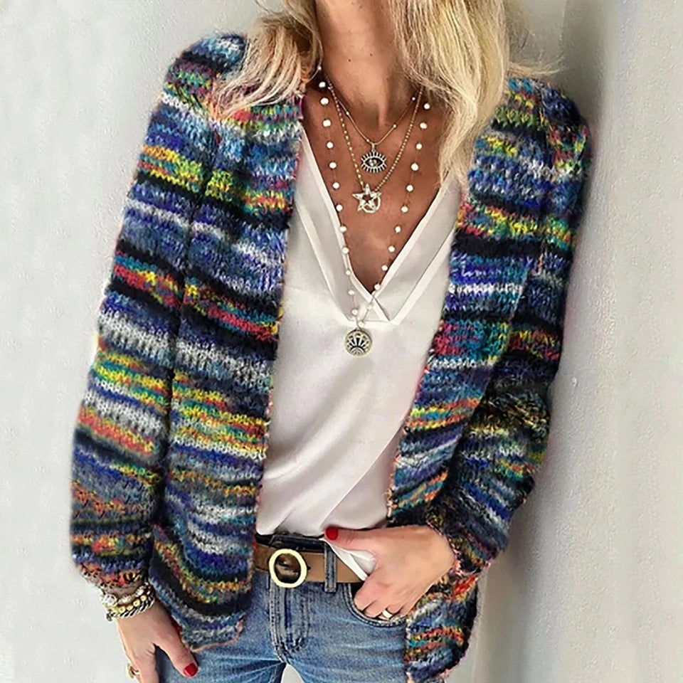 Halldis | Farverig strikket cardigan