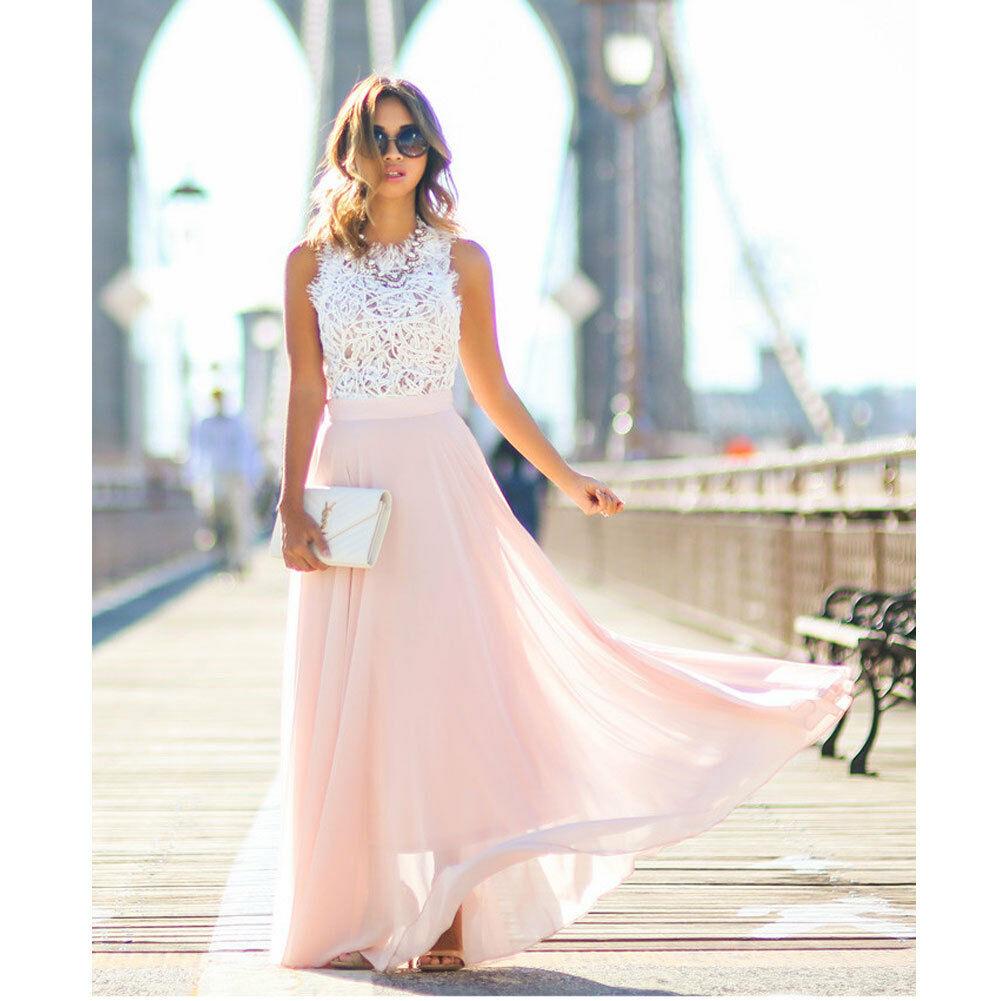 Elin | Elegant Maxi Kjole Med Blonde Top