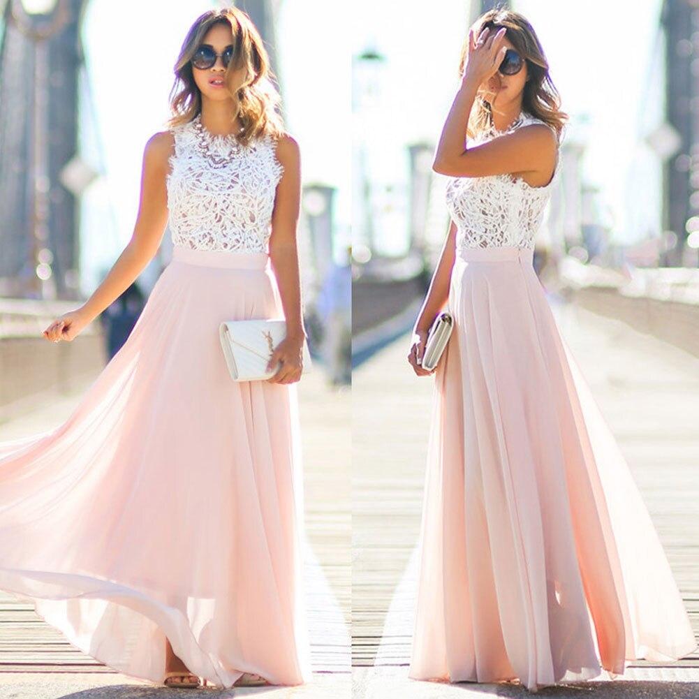 Elin | Elegant Maxi Kjole Med Blonde Top