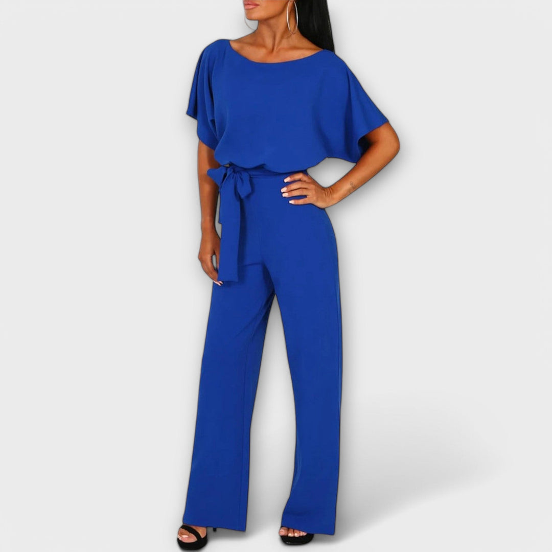 Solveig | Stilfuld Jumpsuit med Vide Ben og Bælte