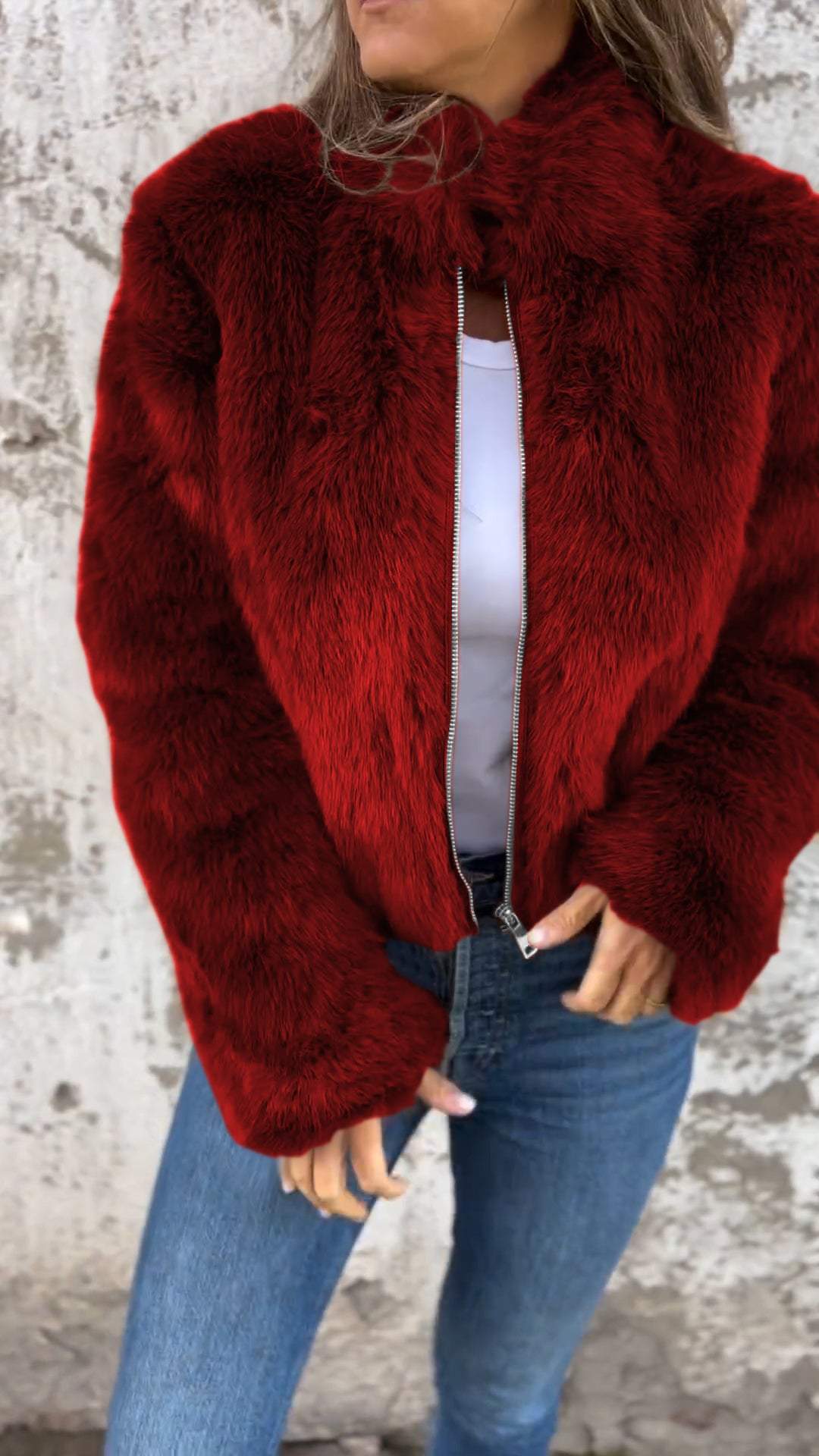 Sarah™ - Faux Fur Jakke - Elle Copenhagen