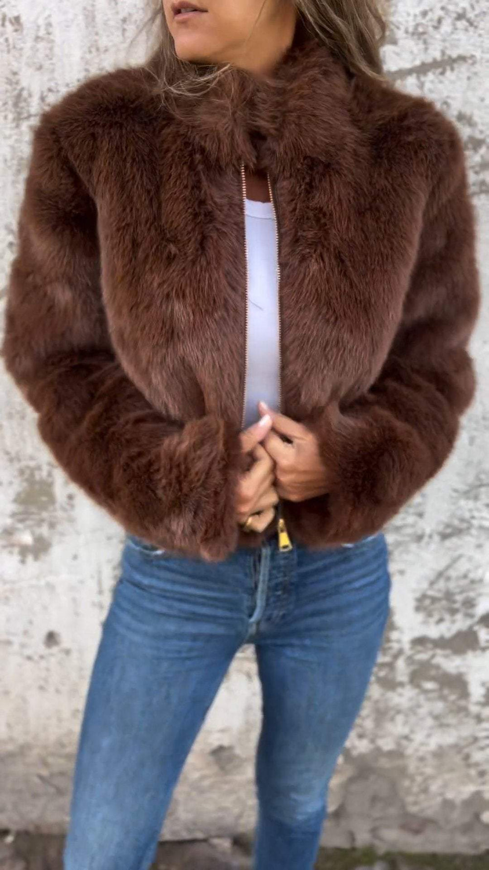 Sarah™ - Faux Fur Jakke - Elle Copenhagen