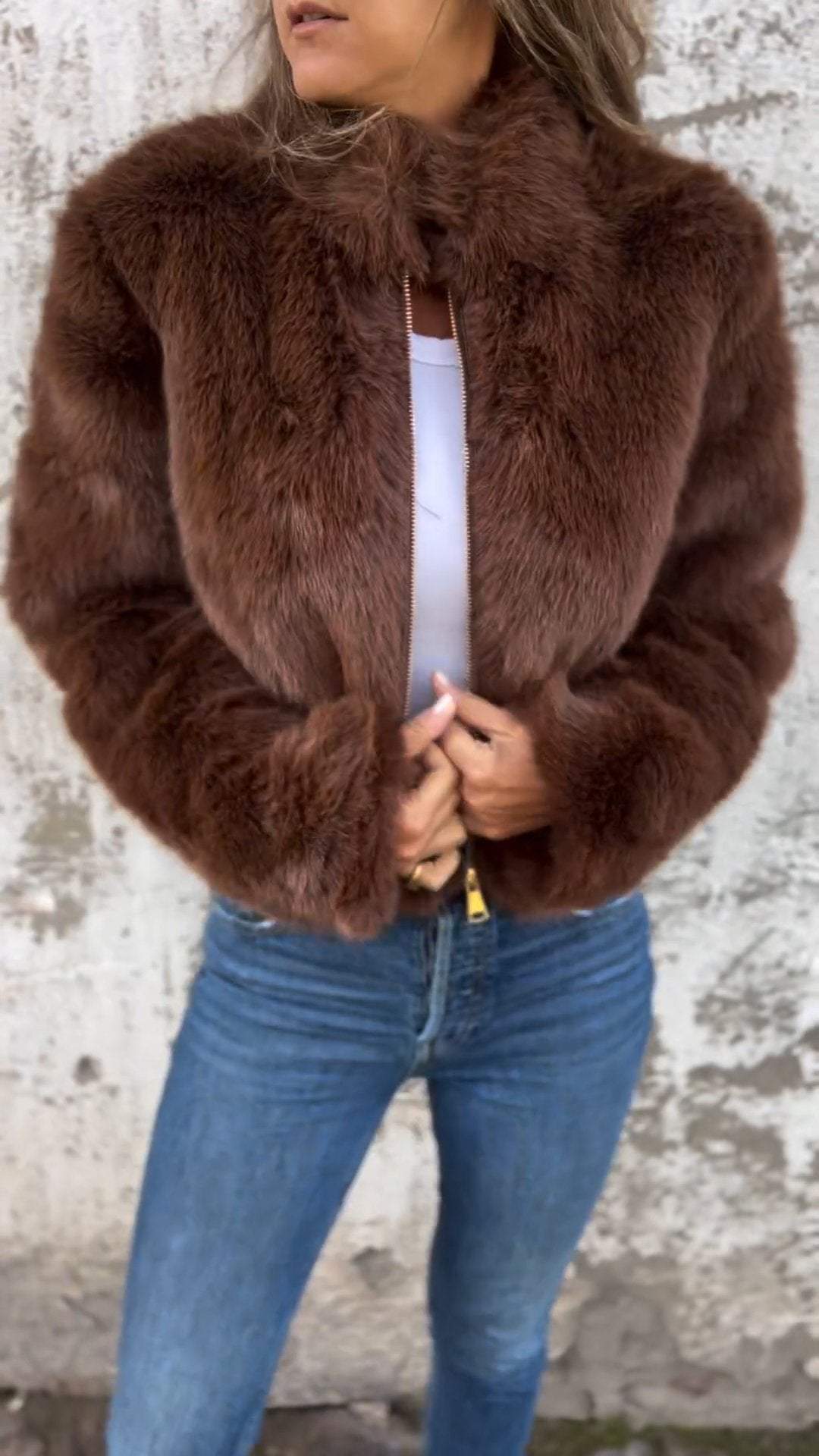 Sarah™ - Faux Fur Jakke - Elle Copenhagen