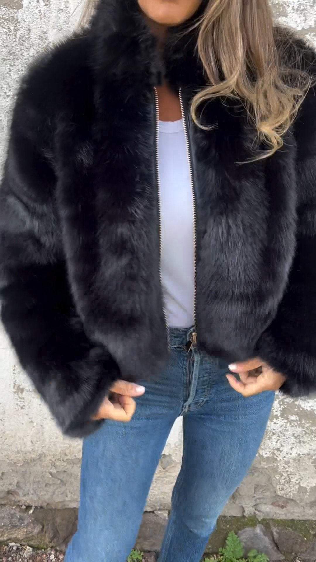 Sarah™ - Faux Fur Jakke - Elle Copenhagen