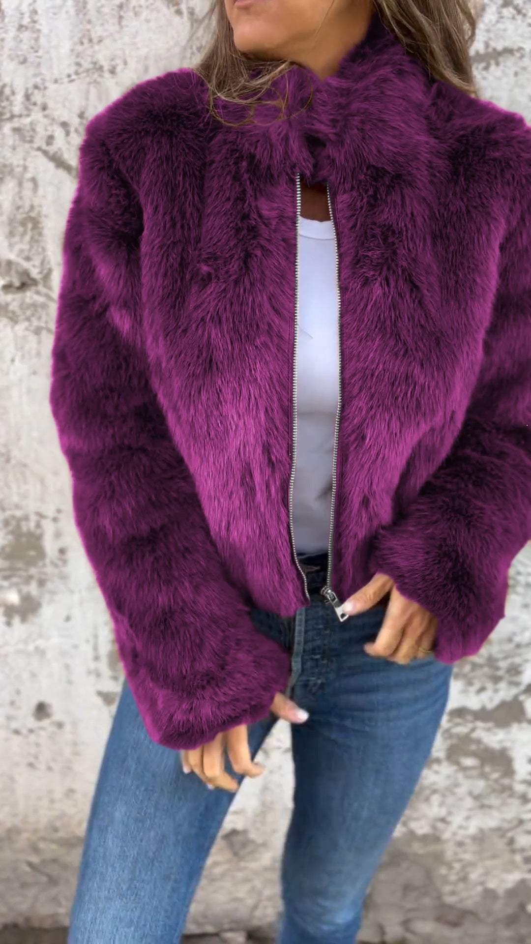 Sarah™ - Faux Fur Jakke - Elle Copenhagen