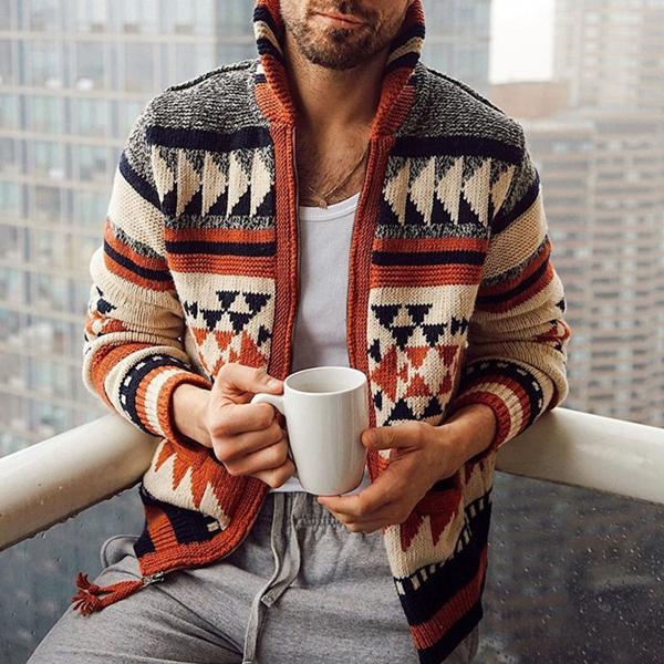 Peder | Stilfuld Strikket Cardigan med Aztec Mønster