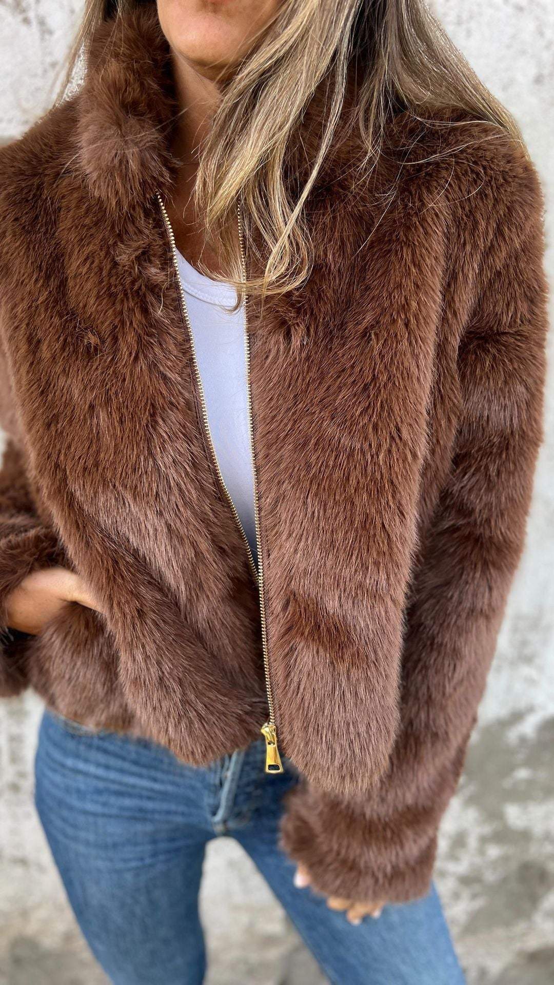 Sarah™ - Faux Fur Jakke - Elle Copenhagen